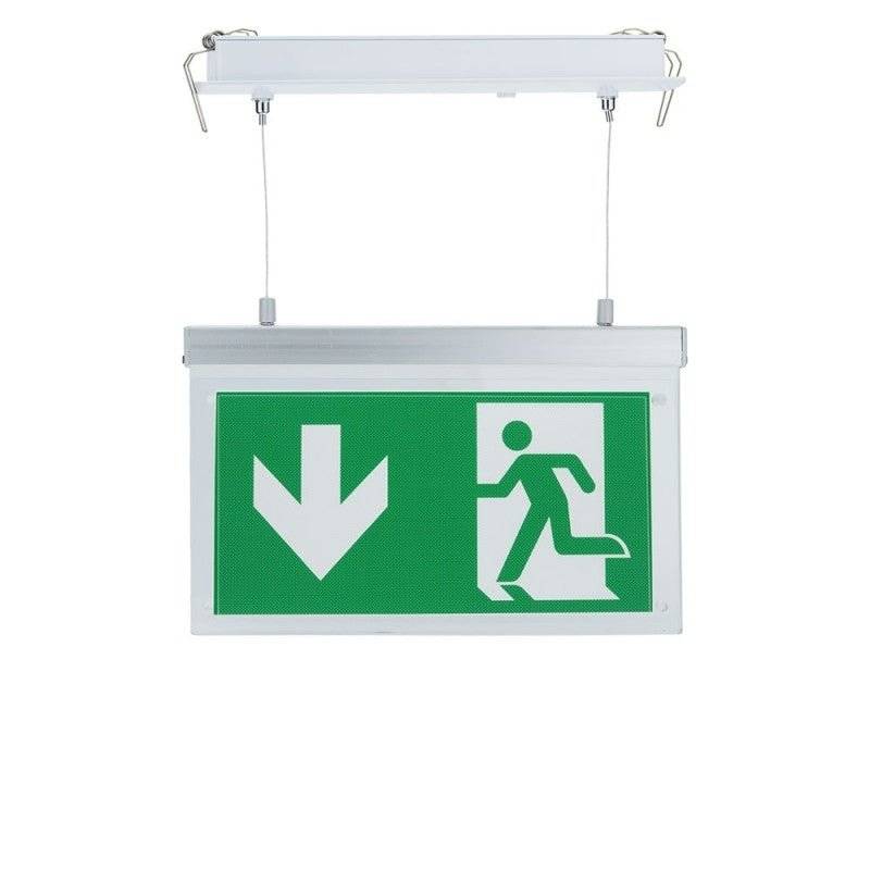 Bloc de secours BAES LED Suspendu à Encastrer 2W 3h Batterie avec Pictogrammes - Blanc Froid 6000K - 8000K - SILAMP-1