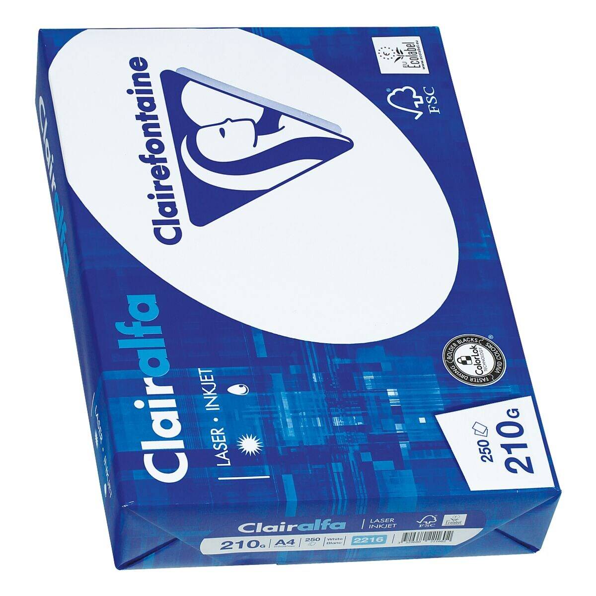 Ramette papier Clairefontaine Clairalfa A4 210 gr - 250 feuilles - blanc-1