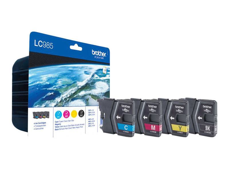 Brother Encre LC-985 d'origine pack bundle noir, cyan, magenta, jaune LC985VALBPDR-1