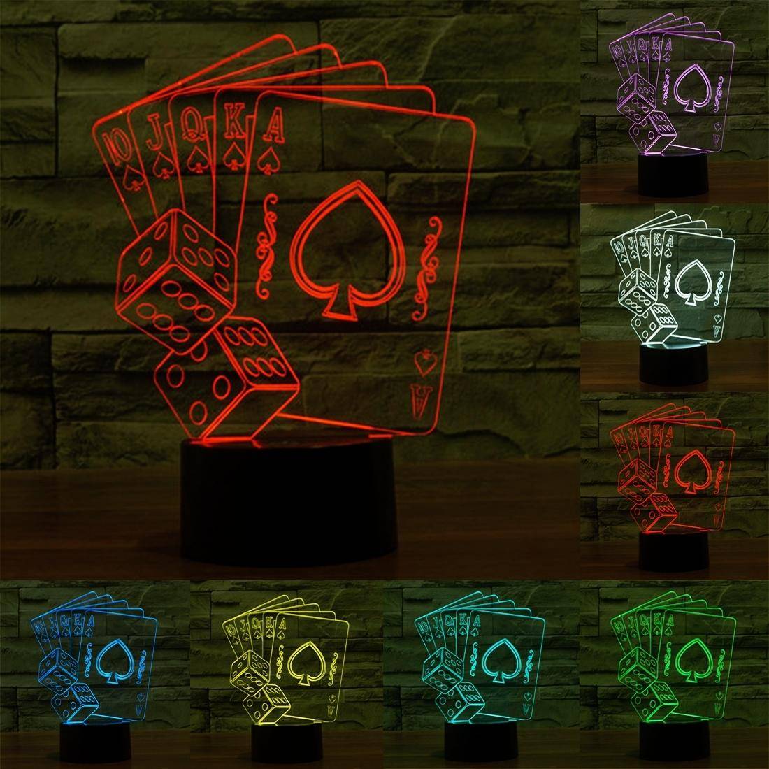 Lampe 3D Jeux de Carte Ampoules LED 7 Couleurs USB YONIS-0