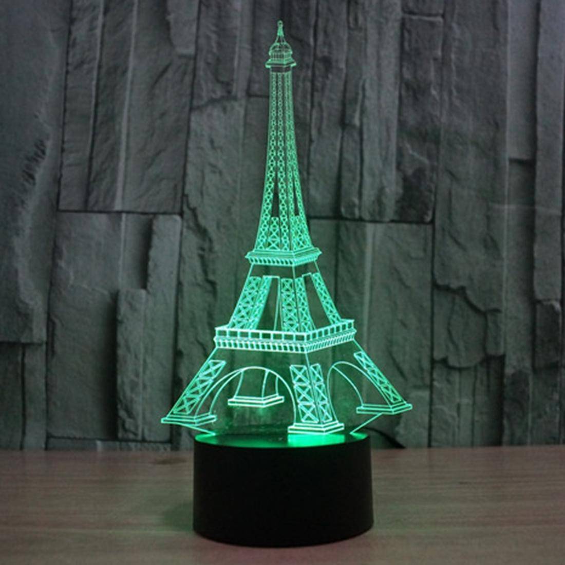 Lampe 3D Style Tour Eiffel Ampoules LED 7 Couleurs USB YONIS-1