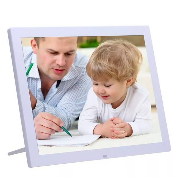 Cadre Photo Numérique HD LED 14 Pouces Tout-En-Un Lecteur MP3 Mp4 Alarme Blanc + SD 32Go YONIS