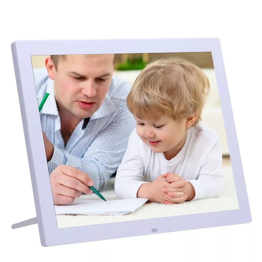 Cadre Photo Numérique HD LED 14 Pouces Tout-En-Un Lecteur MP3 Mp4 Alarme Blanc + SD 32Go YONIS-0