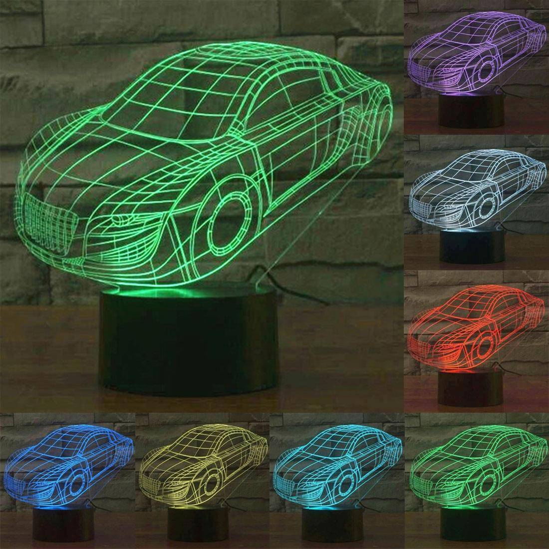Lampe 3D Voiture de Sport Lumière 7 Couleurs Luminaire LED Décoration YONIS-0