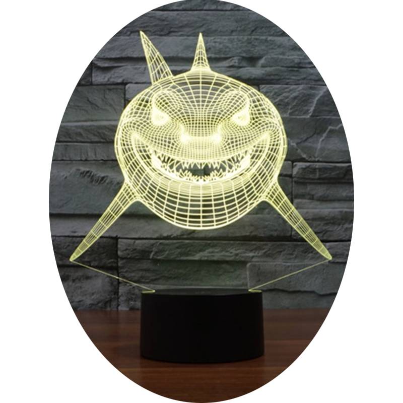 Lampe Décorative 3D Requin Souriant Luminaire LED 7 Couleurs Tactile Abs YONIS-0