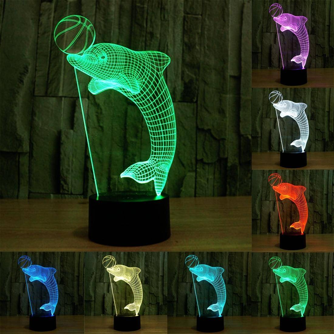Lampe de Décoration 3D Dauphin Ballon Ampoules LED 7 Couleurs Tactile USB 5V YONIS-0