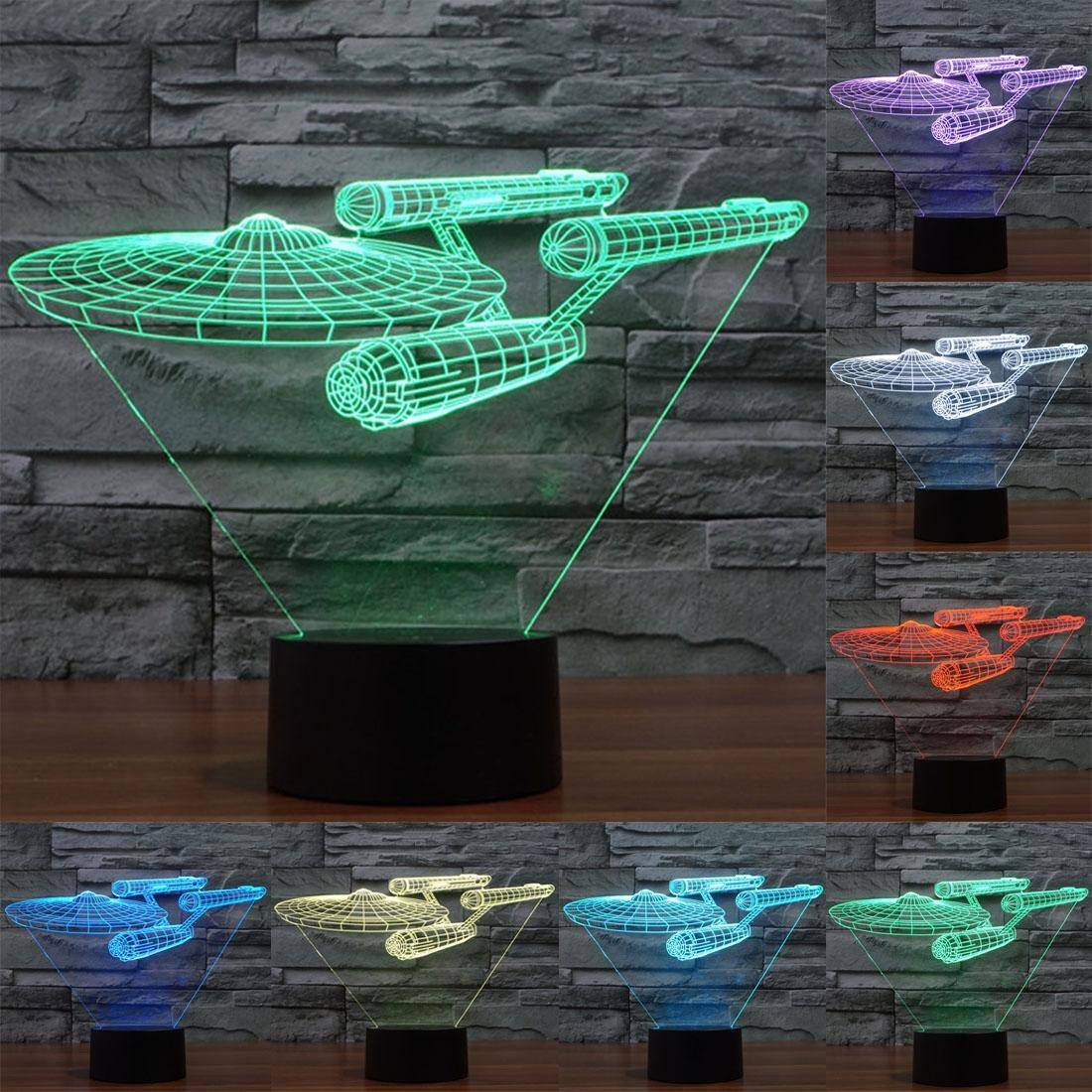 Lampe de Décoration 3D Vaisseau Spatial LED 7 Couleurs 0.5W Interrupteur Tactile YONIS-0