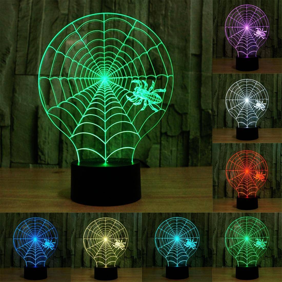 Lampe de Décoration 3D Toile D'Araignée Ampoules LED 7 Couleurs Tactile USB 5V YONIS-0