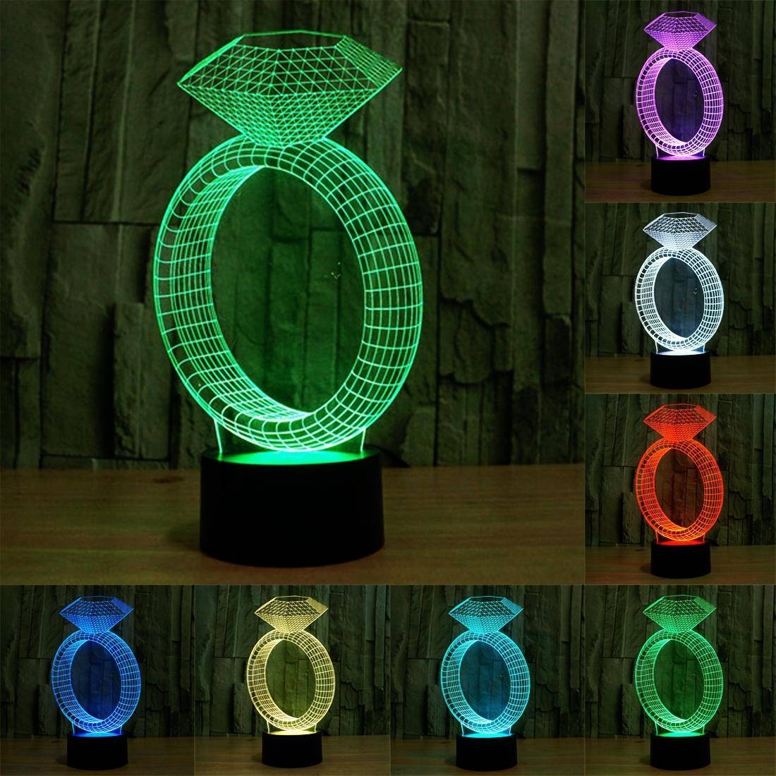 Lampe de Décoration 3D Bague Ampoules LED 7 Couleurs Tactile USB 5V YONIS-0