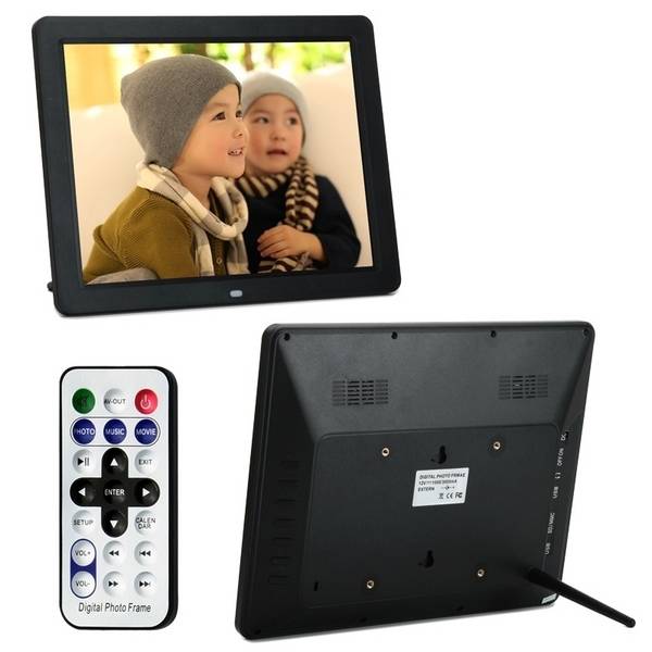 Cadre Photo Numérique 12 Pouces Écran LCD Lecteur Vidéo Musique USB Carte SD Mmc + SD 4Go YONIS