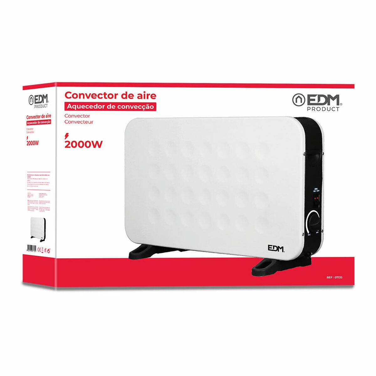 Convecteur Edm Multi-puissance Chauffage D'appoint Réglable 750w/1250w/2000w - Edm-1