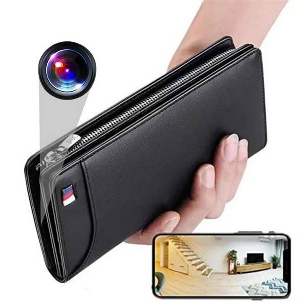 Portefeuille Avec Camera Espion Full HD 1080p Wifi Visionnage À Distance + SD 128Go YONIS