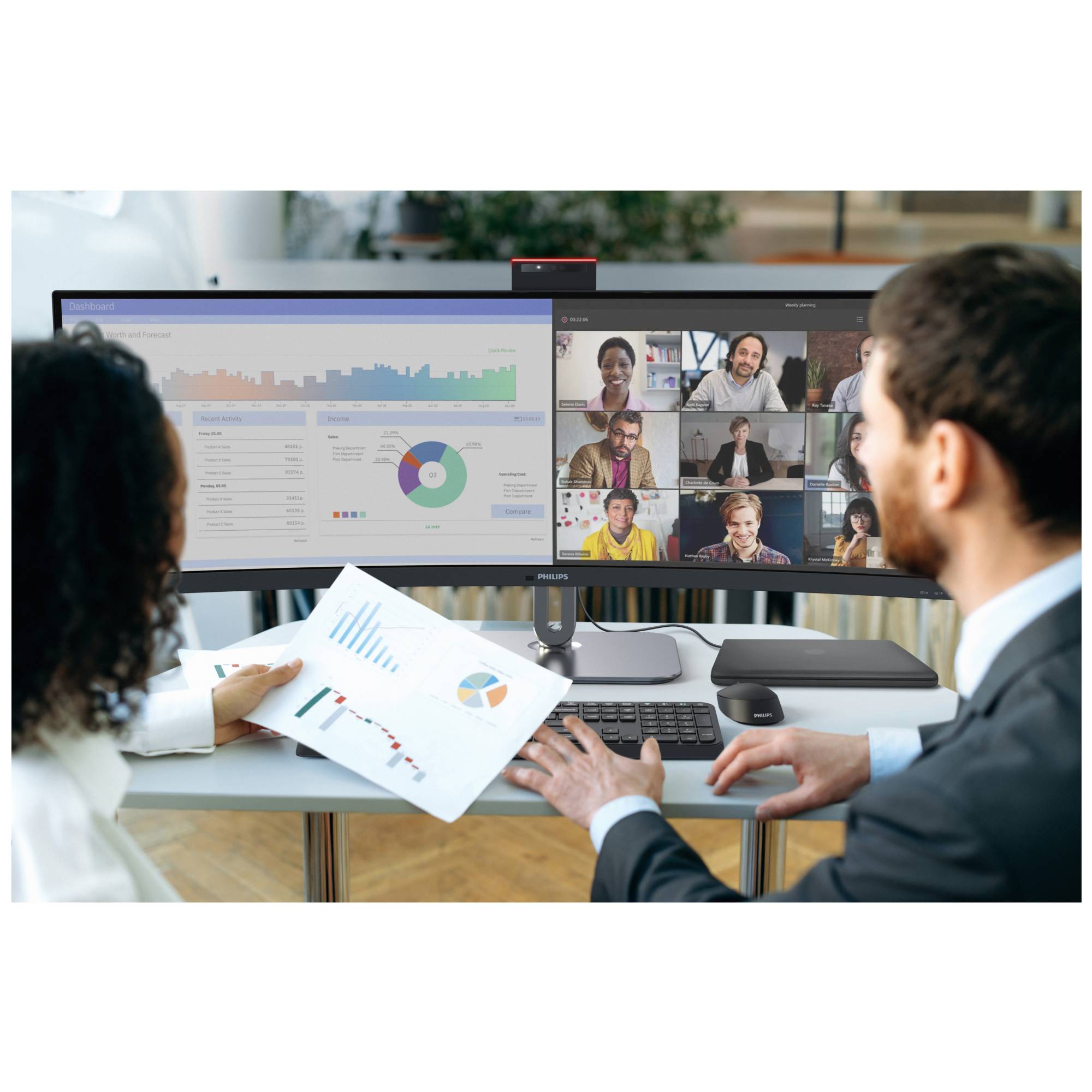 Moniteur LED Philips CEE F (A - G) 124.5 cm 49 pouces 32:9 4 ms VA LCD-3