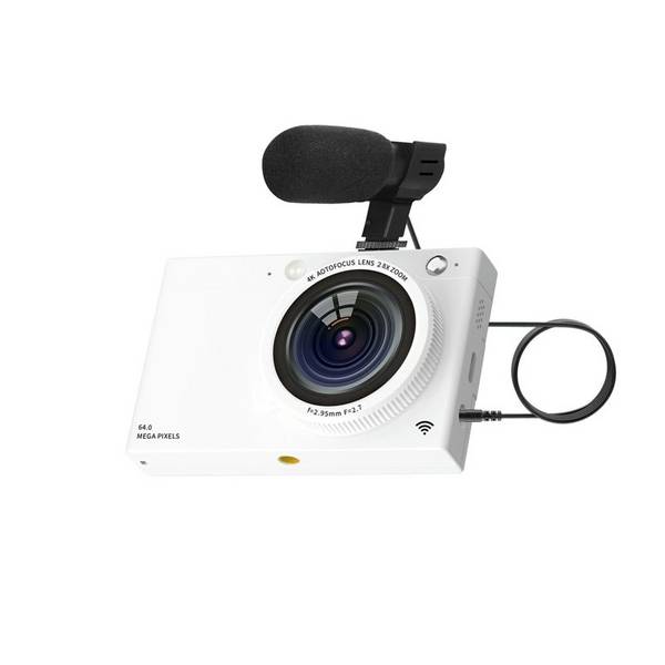 Caméscope Numérique HD 64MP WiFi Blanc Avec Microphone Et Zoom 28x YONIS