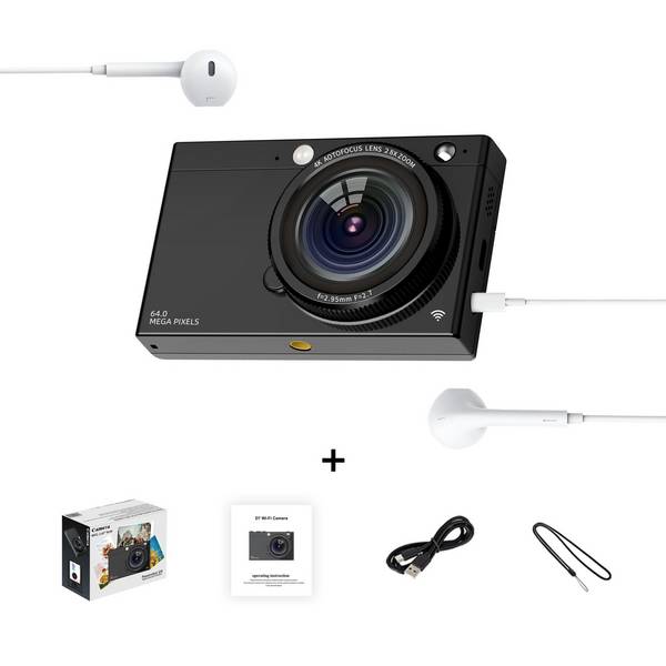 Caméscope Numérique 64MP 4K WiFi Avec Zoom 28x Et Écouteurs Inclus YONIS