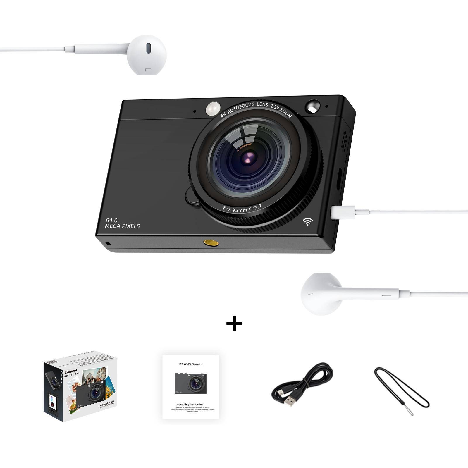 Caméscope Numérique 64MP 4K WiFi Avec Zoom 28x Et Écouteurs Inclus YONIS-0
