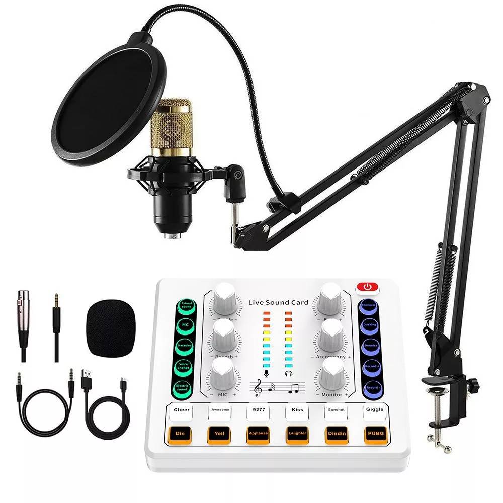 Table De Mixage Bluetooth Pour Enregistrement Et Chant En Direct Blanc Or YONIS-0