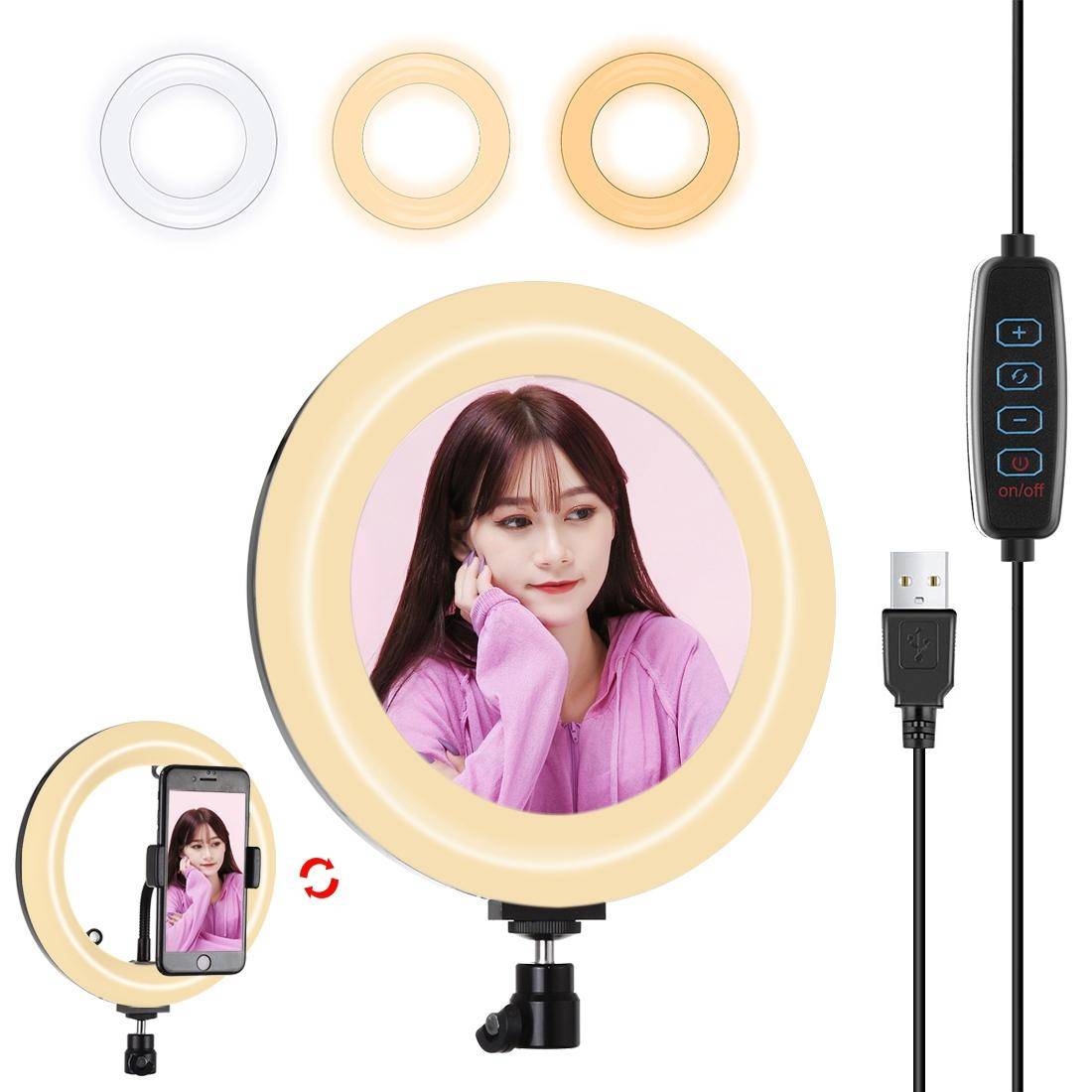 Ring Light LED 20cm 3 Modes Pour Selfies Vidéos Et Photographie Portable YONIS-0