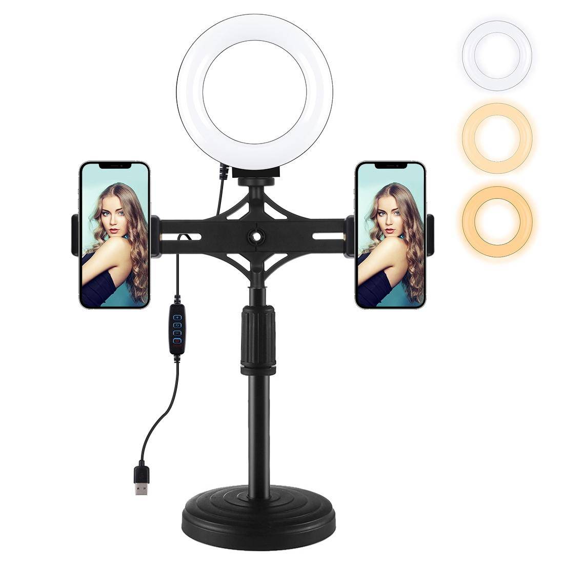 Ring Light LED Portable Pour Selfies Vidéos Et Photos Avec Support Téléphone YONIS-0