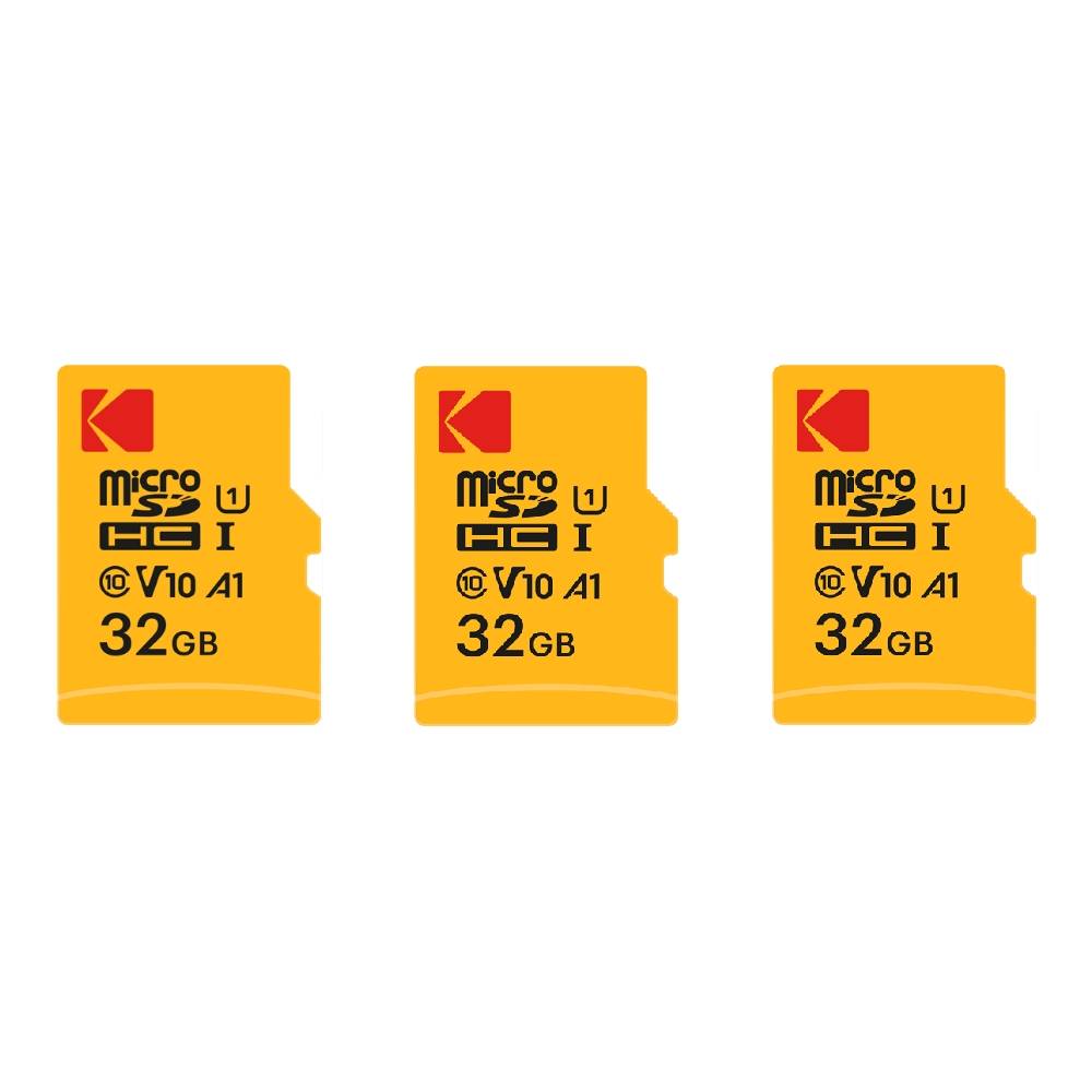 Kodak Lot de 3 Cartes Mémoire Micro SDXC 32 Go Premium – Classe 10 UHS-I – Haute Vitesse et Fiabilité pour Smartphones,-0