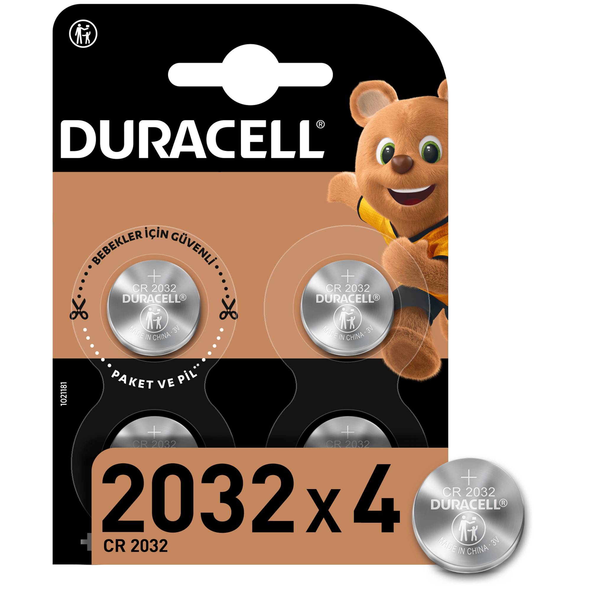 Pile Duracell au lithium, pile bouton, CR2032, électronique 3 V, blister de vente au détail (paquet de 4)-1