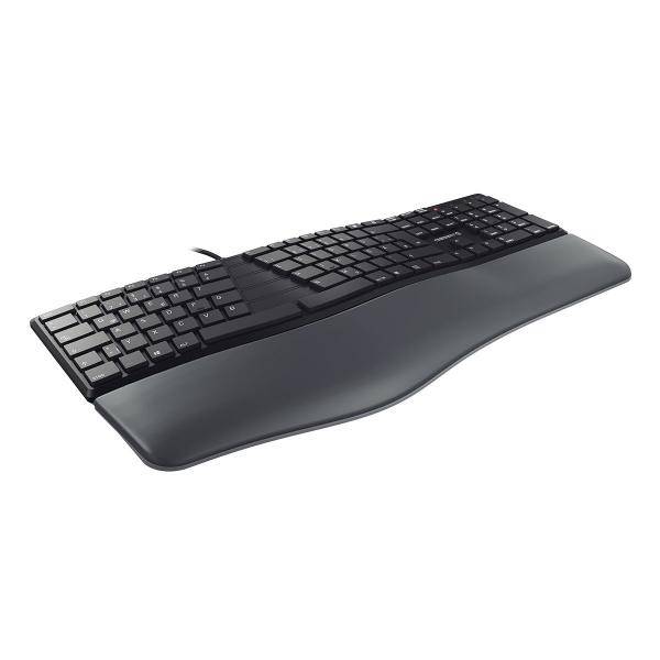 CHERRY KC 4500 ERGO Clavier ergonomique filaire, noir, USB, AZERTY - FR, Taille réelle (100 %), Avec fil, USB, AZERTY, N-3