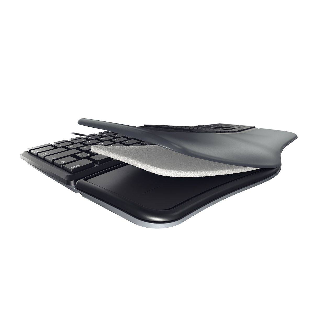 CHERRY KC 4500 ERGO, Taille réelle (100 %), Avec fil, USB, AZERTY, Noir-2
