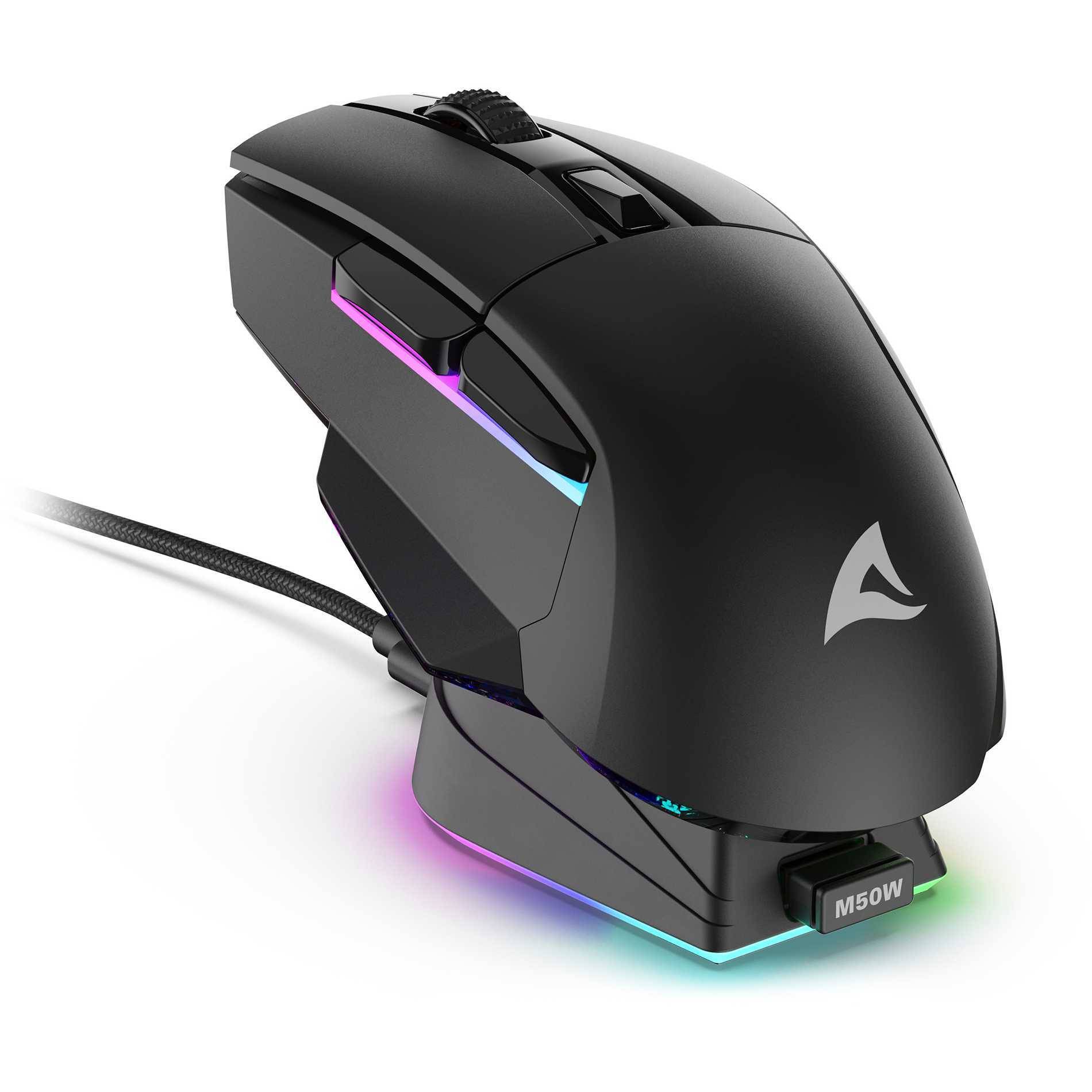 Sharkoon SGM50W, Droitier, Optique, RF Wireless + USB Type-A, 6400 DPI, Noir-2