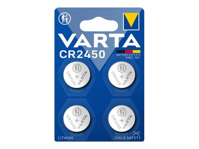 Pile Varta au lithium, pile bouton, CR2450, électronique 3 V, blister de vente au détail (paquet de 4)-0