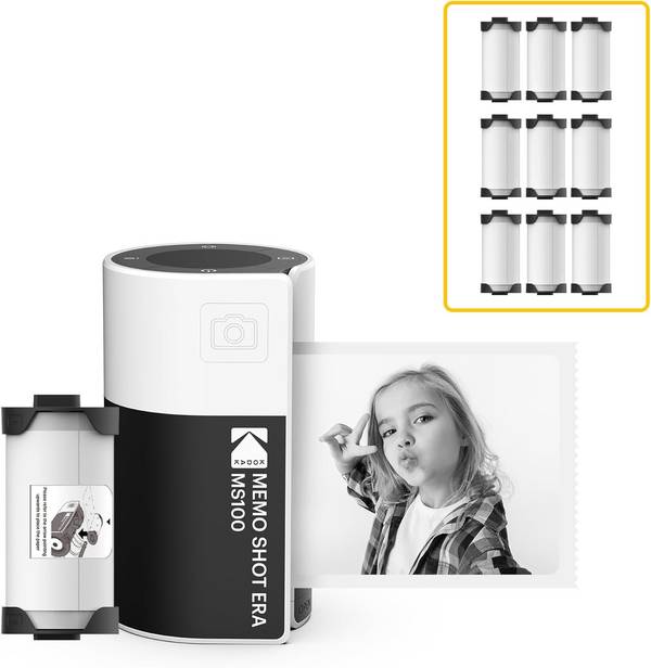 KODAK Memo Shot ERA MS100 Bundle - Imprimante Photo Autocollante + 9 Cartouches - Impression 2.7x1.8", Bluetooth, Compa