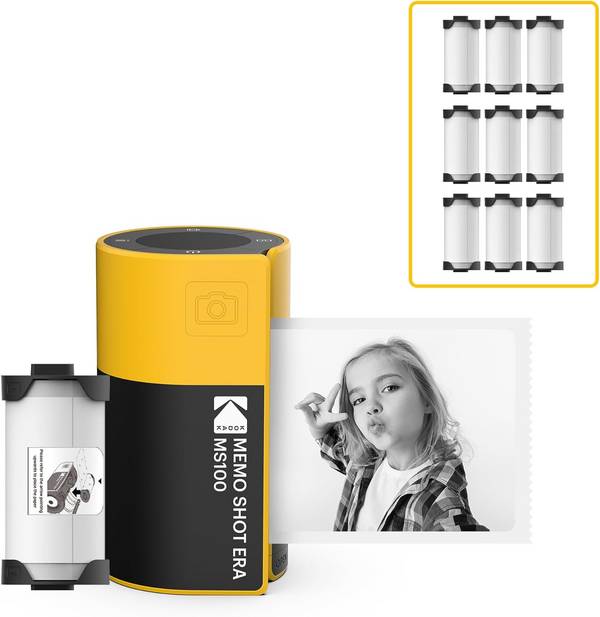 KODAK Memo Shot ERA MS100 Bundle - Imprimante Photo Autocollante + 9 Cartouches - Impression 2.7x1.8", Bluetooth, Compa