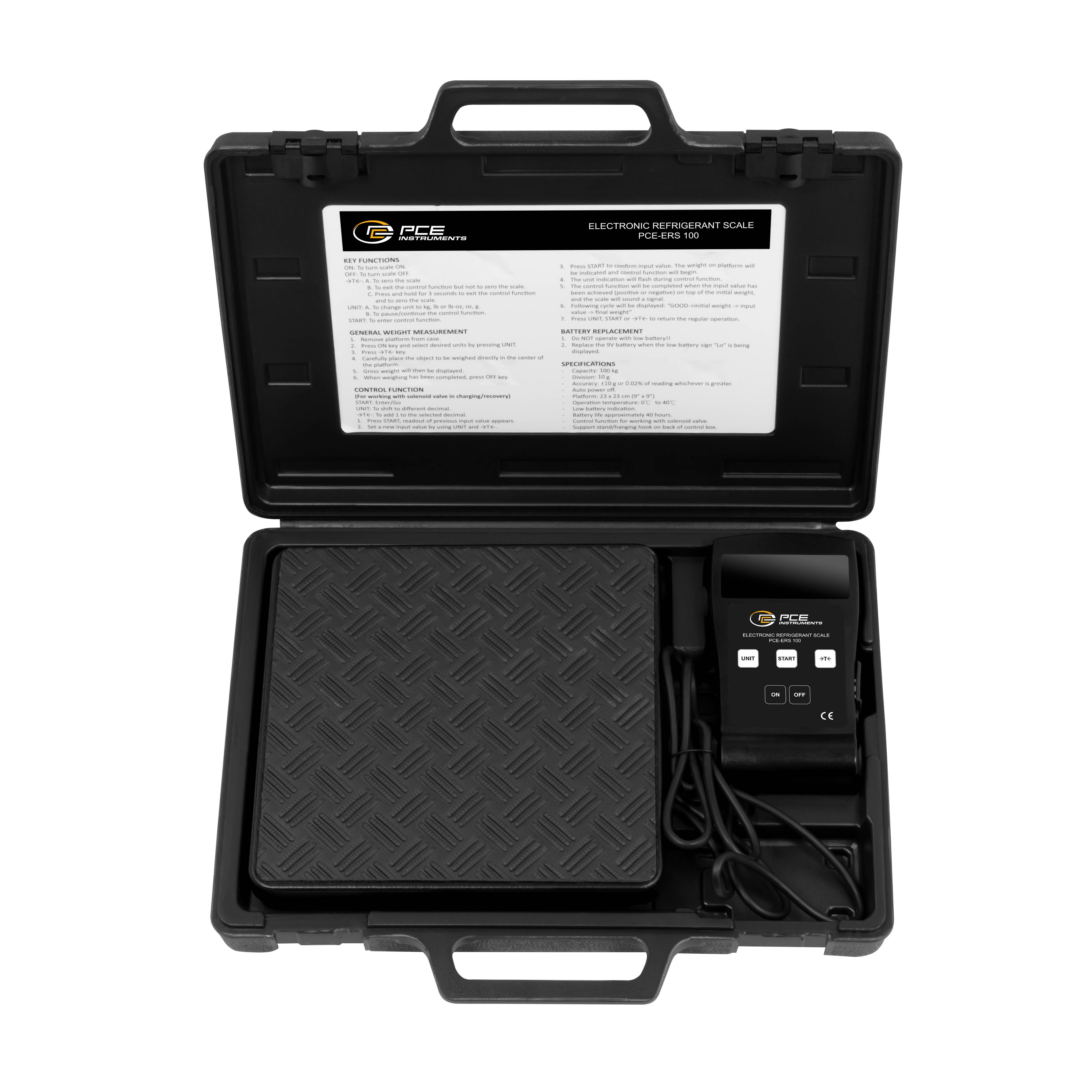 PCE Instruments PCE-ERS 100 Balance pour fluides frigorigènes PCE-ERS 100 Plage de pesée (max.) 100 kg Lisibilité 10 g à-6