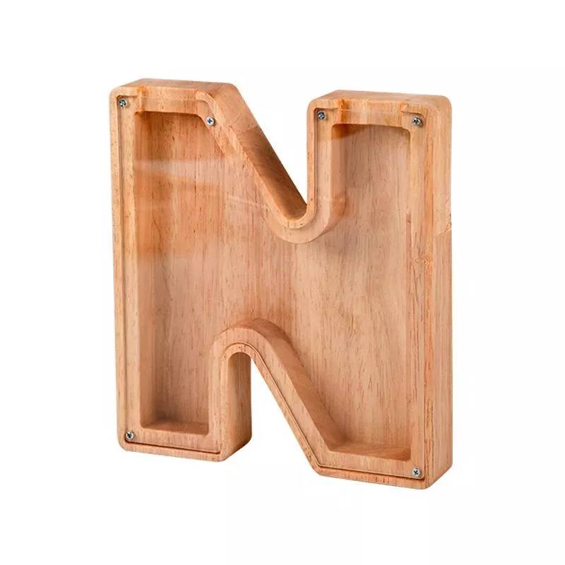 Tirelire Alphabet En Bois Avec Panneau Transparent Haute Qualité Durable N YONIS-0