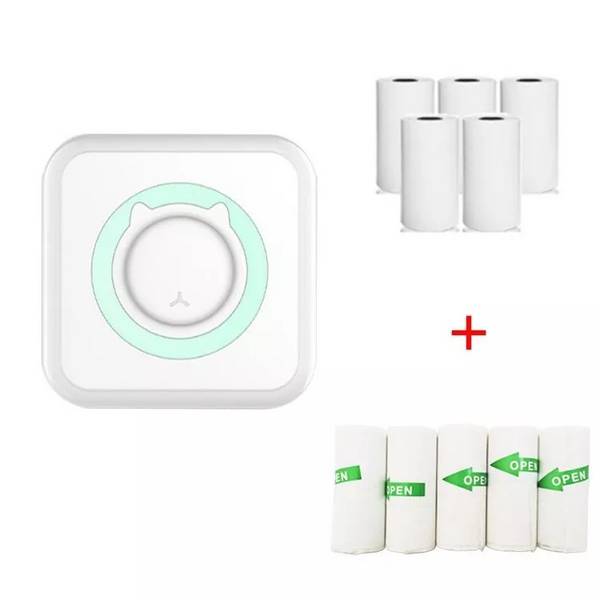 Mini Imprimante Photo Bluetooth Sans Encre Verte Avec Stickers Et Papier YONIS