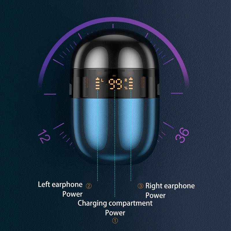 Ecouteurs Bluetooth Sans Fil Sport LED Affichage Digital Son HIFI - Bleu - Yonis-0