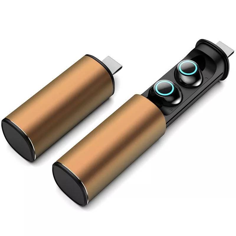 Ecouteurs Bluetooth Sans Fil Avec Indicateur De Charge LED Stereo - Or - Yonis-0