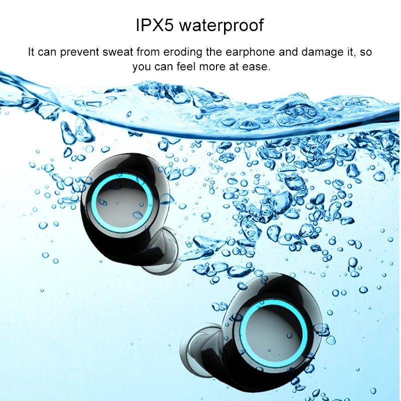 Ecouteurs Bluetooth Sans Fil Avec Indicateur De Charge LED Stereo - Or - Yonis-1