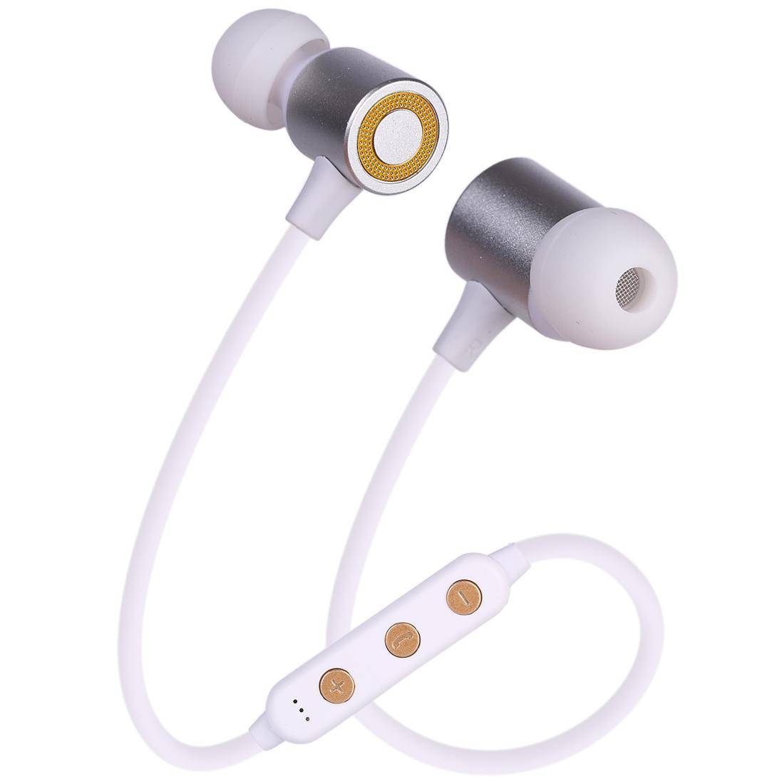 Ecouteurs Bluetooth Sport Sans Fil Avec Absorption Magnétique Et Carte TF Blanc YONIS-0