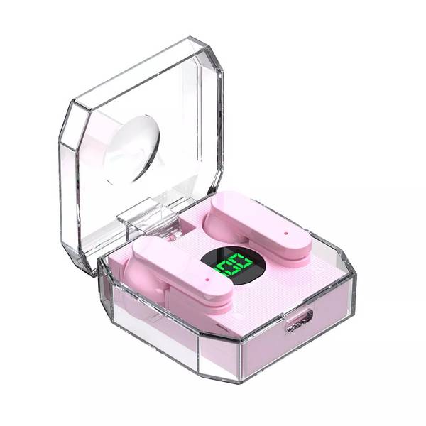 Ecouteurs Bluetooth Blancs Qualité HIFI Affichage Digital Contrôle Tactile Rose YONIS