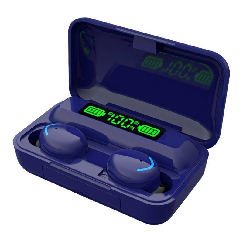 Ecouteurs Bluetooth Jaunes LED Affichage Digital Réduction Bruit Longue Autonomie - Bleu - Yonis-0