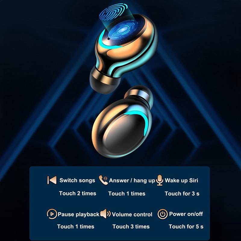 Ecouteurs Bluetooth Jaunes LED Affichage Digital Réduction Bruit Longue Autonomie - Bleu - Yonis-1
