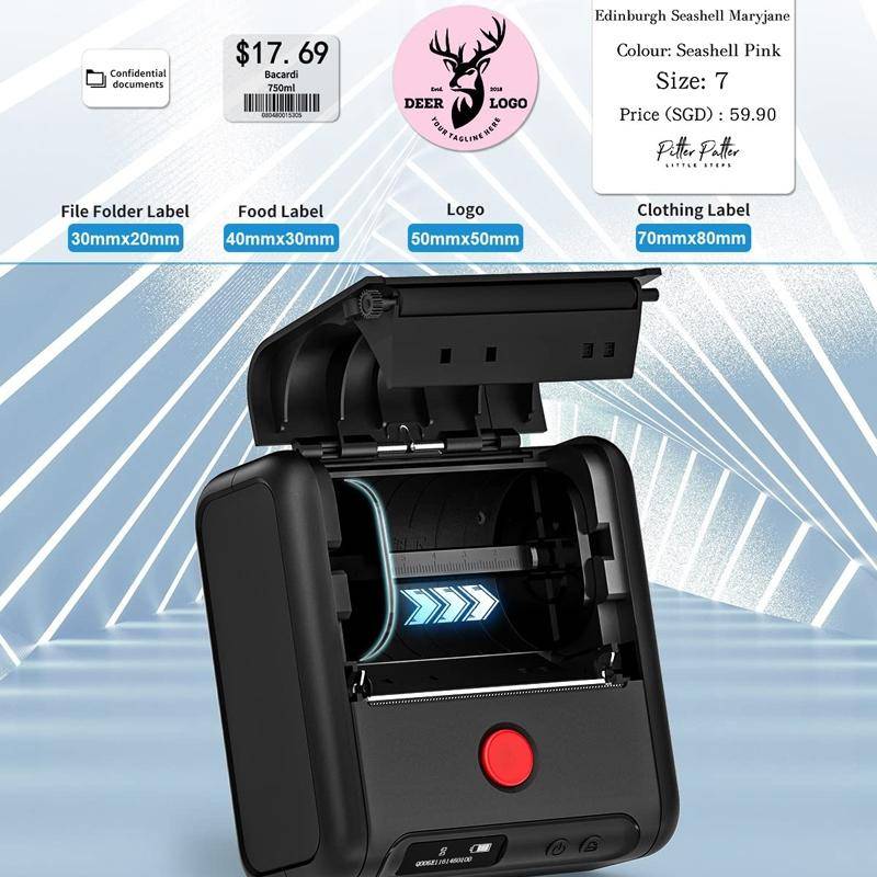 Mini Imprimante Bluetooth Portable Étiquettes Thermiques Haute Résolution Noir YONIS-1
