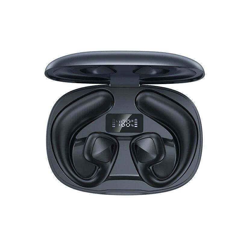 Ecouteurs Bluetooth Air Conduction Sans Fil Khaki Longue Autonomie IPX4 - Noir - Yonis-0