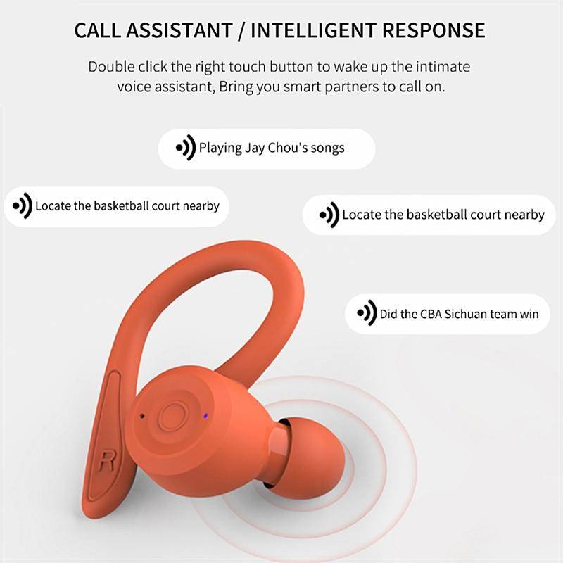Ecouteurs Bluetooth Sport Étanches Avec Réduction De Bruit Et Basses Puissantes - Orange Cute - Yonis-1