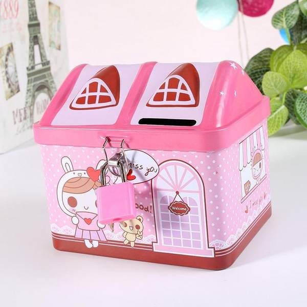 Tirelire Enfant Rose Décorative Cadeau Noël Anniversaire Fête Enfant Rose YONIS