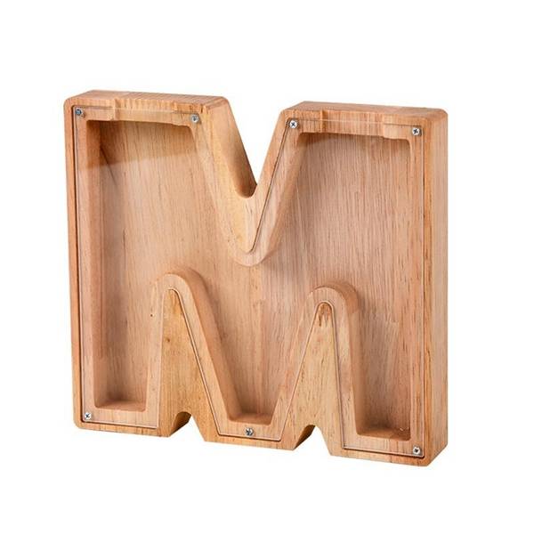 Tirelire Alphabet En Bois Avec Panneau Transparent Haute Qualité Durable M YONIS