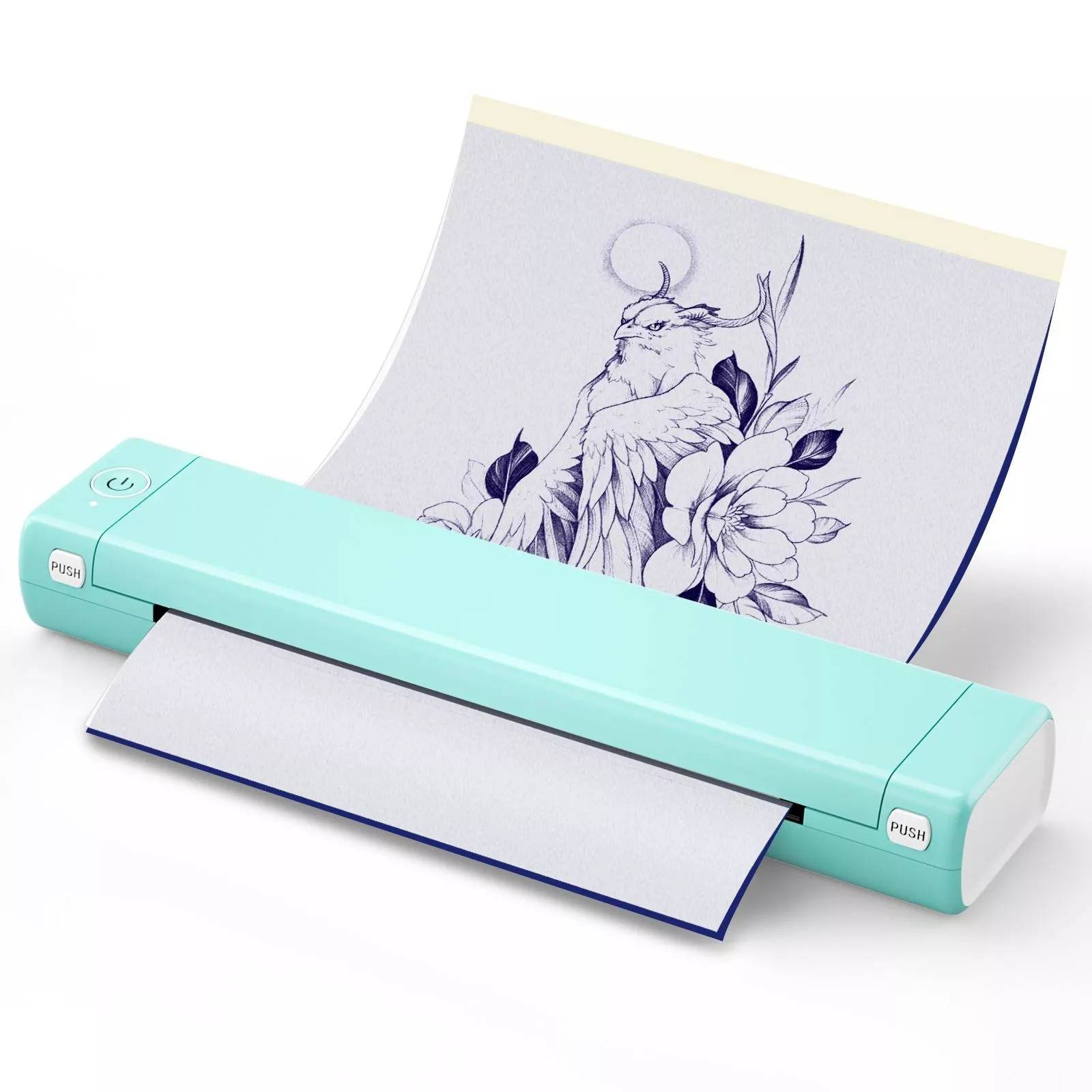 Mini Imprimante Thermique Bluetooth Portable Haute Résolution 203DPI 13MM/S Vert Tattoo Version YONIS-0