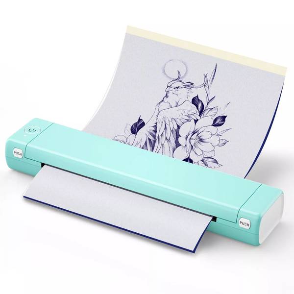 Mini Imprimante Thermique Bluetooth Portable Haute Résolution 203DPI 13MM/S Vert Tattoo Version YONIS