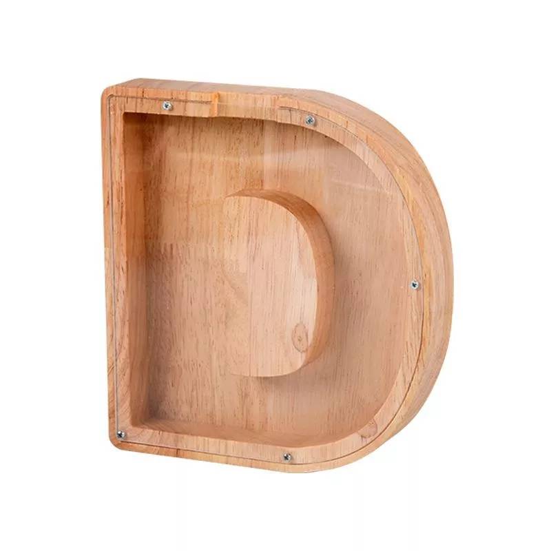 Tirelire Alphabet En Bois Avec Panneau Transparent Haute Qualité Durable D YONIS-0