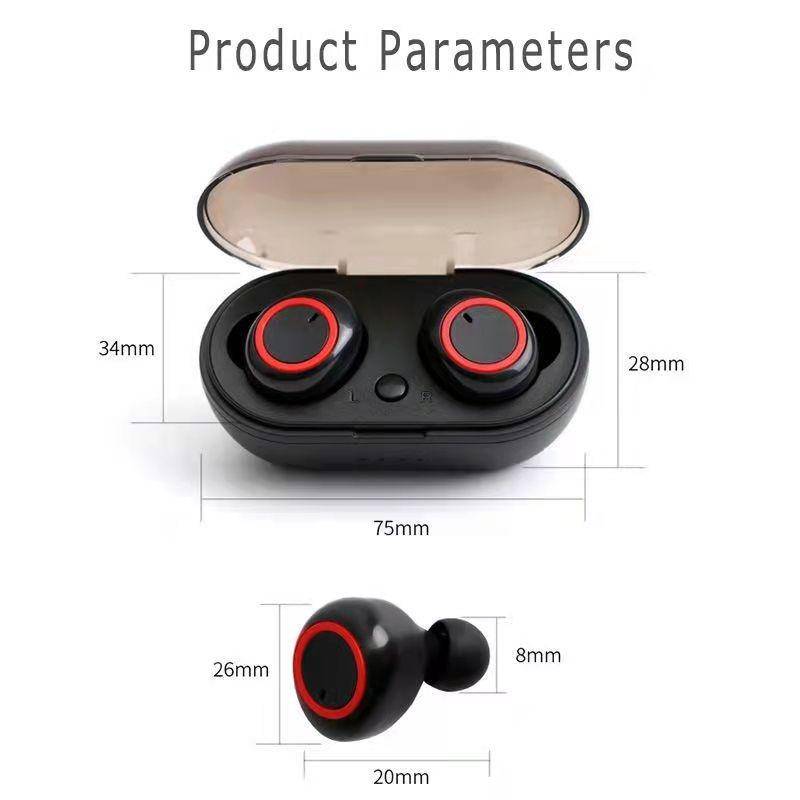 Ecouteurs Bluetooth Sans Fil Touch Haute Qualité Sonore 10m Distance Noir Rouge YONIS-1